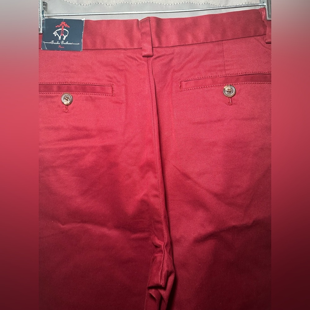 Brooks Brothers Fleece Boys Chino Pants Red Size 18 Straight Leg Flat Front NWT - Picture 13 of 14